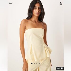 ASOS | Linen Blend Cinch Waist Bandeau Top